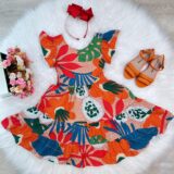 Vestido Infantil Florido Colorido Primavera Verão