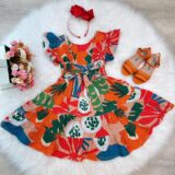 Vestido Infantil Florido Colorido Primavera Verão