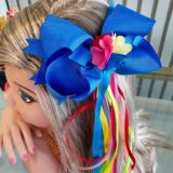 Laço Infantil Festa Junina Fitas Coloridas e Apliques