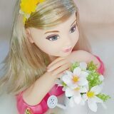 Faixinha de Cabelo Bebê Meia de Seda com Aplique de Flores
