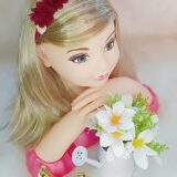 Faixinha de Cabelo Bebê Meia de Seda com Aplique de Flores