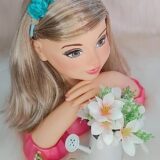 Faixinha de Cabelo Bebê Meia de Seda com Aplique de Flores