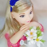 Faixinha de Cabelo Bebê Meia de Seda com Aplique de Flores