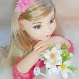 Faixinha de Cabelo Bebê Meia de Seda com Aplique de Flores
