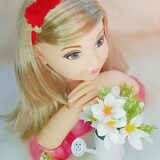 Faixinha de Cabelo Bebê Meia de Seda com Aplique de Flores