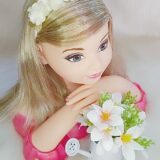 Faixinha de Cabelo Bebê Meia de Seda com Aplique de Flores