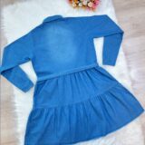 Vestido Jeans Feminino Adulto com Bolsos Casual Azul