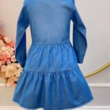 Vestido Jeans Feminino Adulto com Bolsos Casual Azul