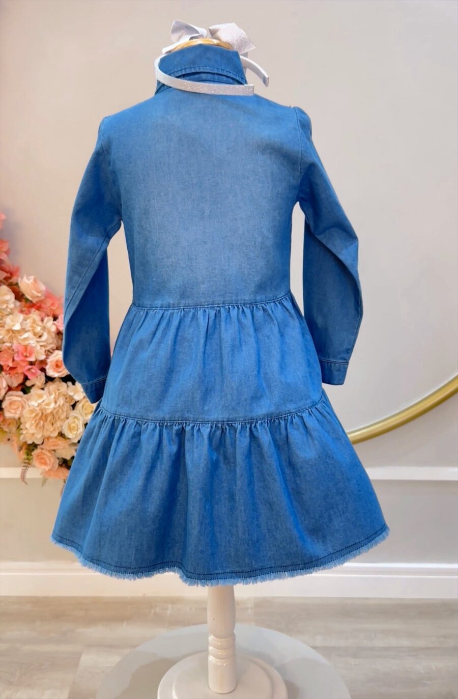 Vestido Jeans Feminino Adulto com Bolsos Casual Azul