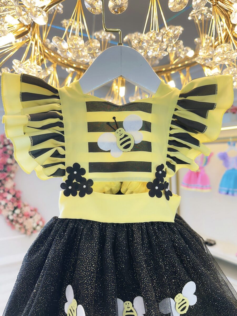 Romper Bebê Abelhinha com Asa e Apliques Luxo
