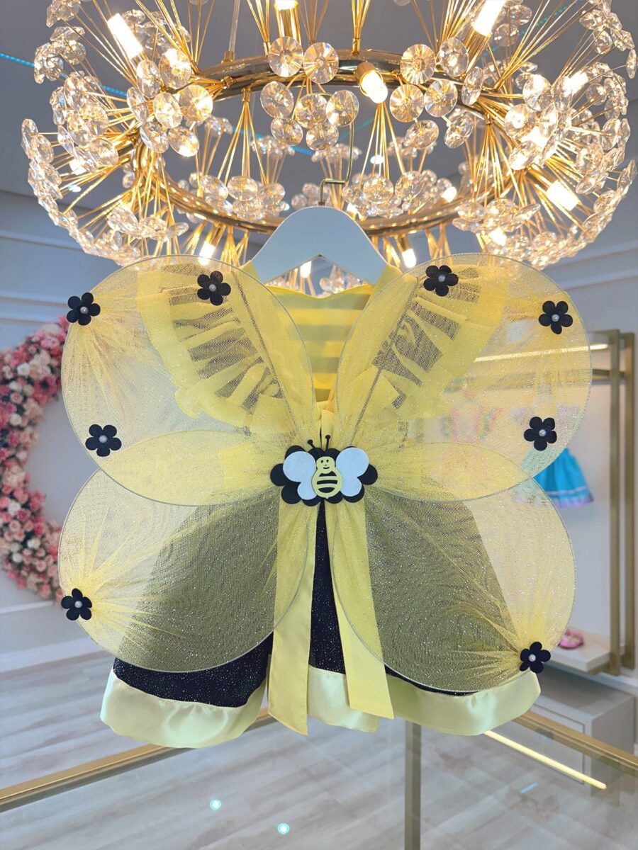 Romper Bebê Abelhinha com Asa e Apliques Luxo