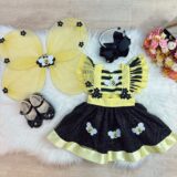 Romper Bebê Abelhinha com Asa e Apliques Luxo