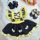 Romper Bebê Abelhinha com Asa e Apliques Luxo
