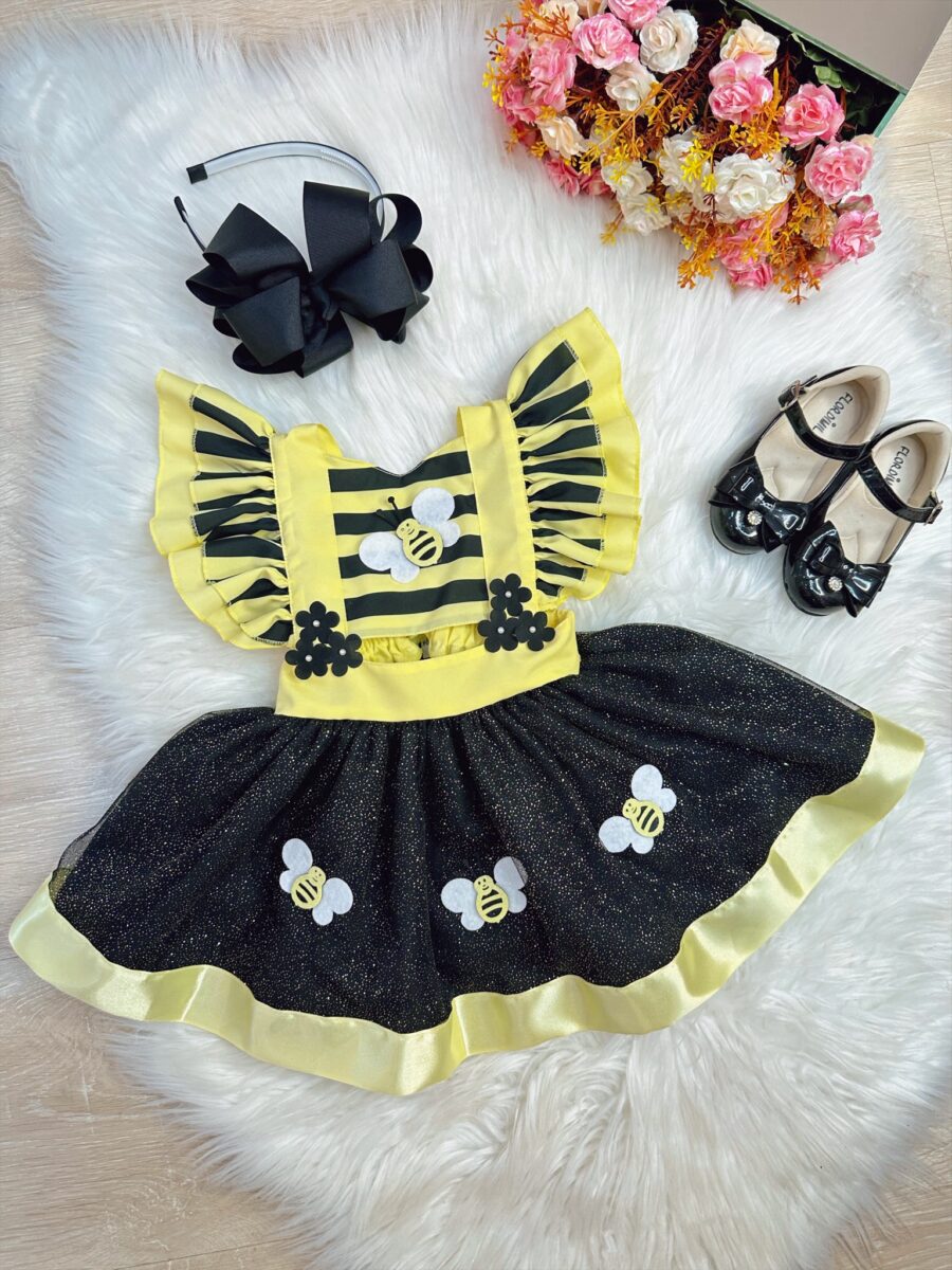 Romper Bebê Abelhinha com Asa e Apliques Luxo