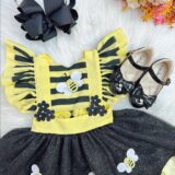 Romper Bebê Abelhinha com Asa e Apliques Luxo