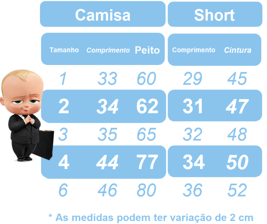 Conjunto Infantil Poderoso Chefinho Short Suspensório Camisa