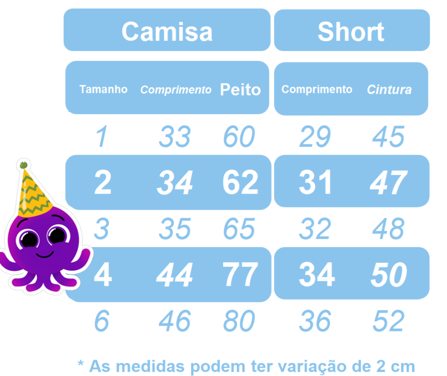 Conjunto Infantil Bolofofos Azul Short Suspensório e Camisa