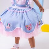 Conjunto Infantil Fazendinha Salopete Jeans e Blusa Xadrez