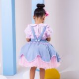 Conjunto Infantil Fazendinha Salopete Jeans e Blusa Xadrez