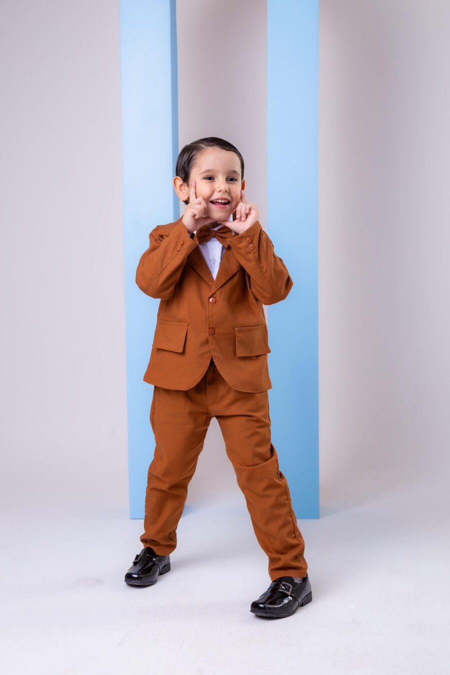 Terno Infantil Miss Cherry Pedro Caramelo Gravata Borboleta