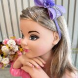 Faixinha de Cabelo Bebê com Laço Florzinha e Strass