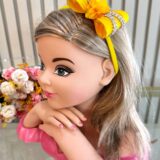 Faixinha de Cabelo Bebê com Laço Florzinha e Strass