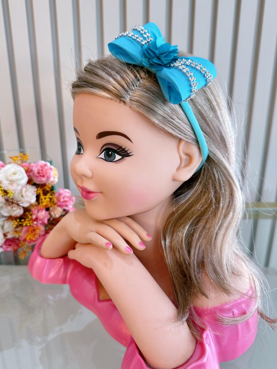 Faixinha de Cabelo Bebê com Laço Florzinha e Strass