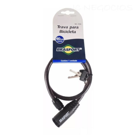 Cadeado para Bicicleta Cabo de Aço 60 cm com 2 Chaves