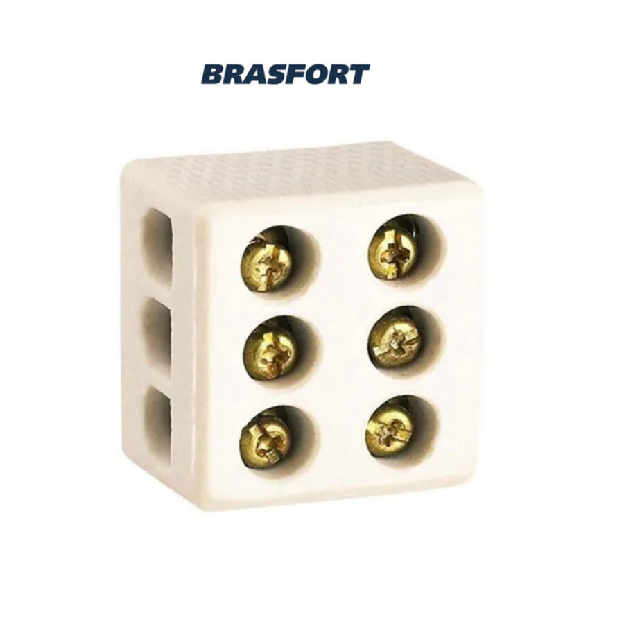 Conector Tripolar Porcelana 10 mm² 25A Brasforte 1426-FQ