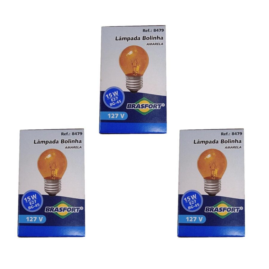 Kit 3 Lâmpadas Bolinha Coloridas Brasfort 15W 127V E27