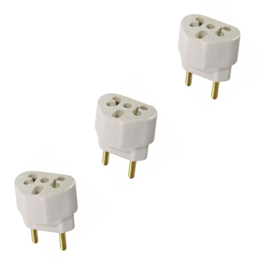 Kit 3 Adaptadores de Tomada Bob Love 10A 20A 2P e 2P+T