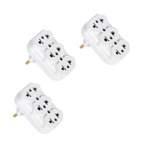 Adaptador de 3 tomadas 10a/20a/10a kit com 3 unidades