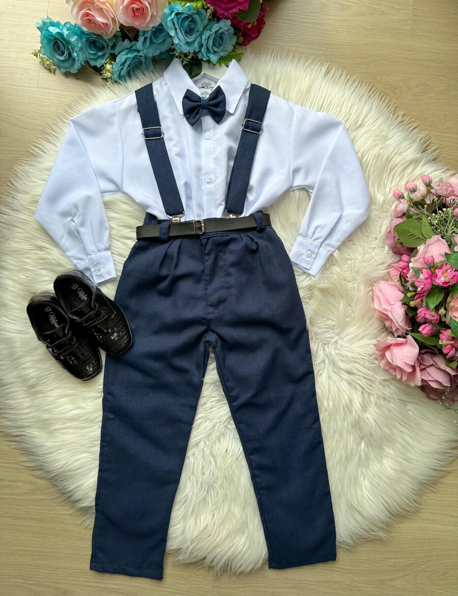 Conjunto Social Infantil Miss Cherry Leo com Suspensório