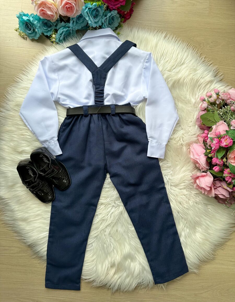Conjunto Social Infantil Miss Cherry Leo com Suspensório