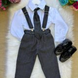 Conjunto Infantil Miss Cherry Rafael Suspensório Preto