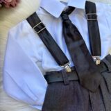 Conjunto Infantil Miss Cherry Rafael Suspensório Preto