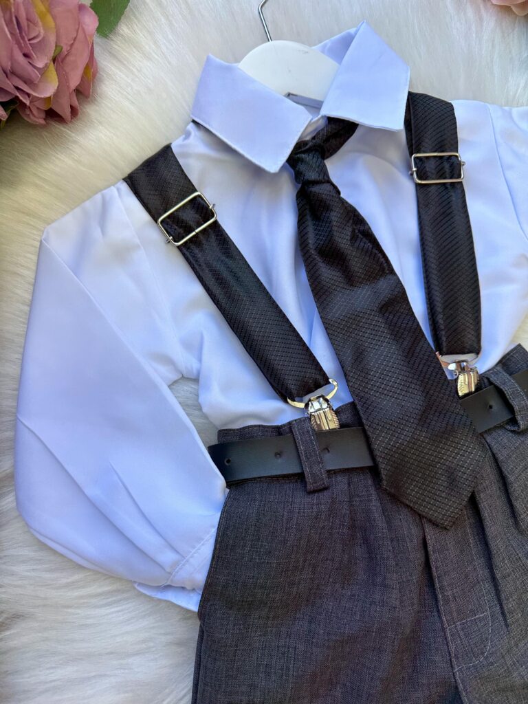Conjunto Infantil Miss Cherry Rafael Suspensório Preto
