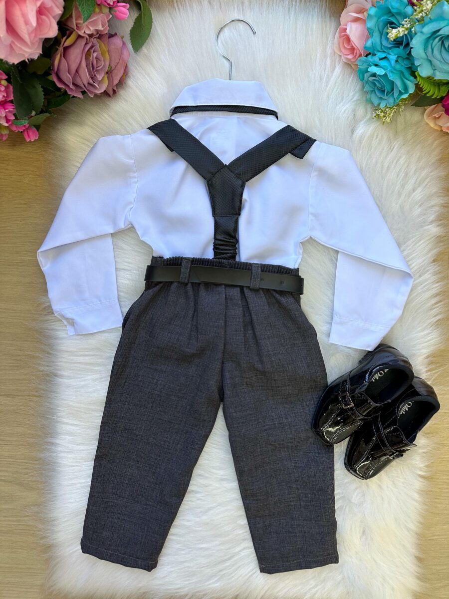 Conjunto Infantil Miss Cherry Rafael Suspensório Preto