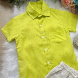 Conjunto Infantil Banana Club Lucas Camisa e Bermuda Linho