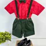 Conjunto Infantil Miss Cherry Henry Vermelho Verde Militar