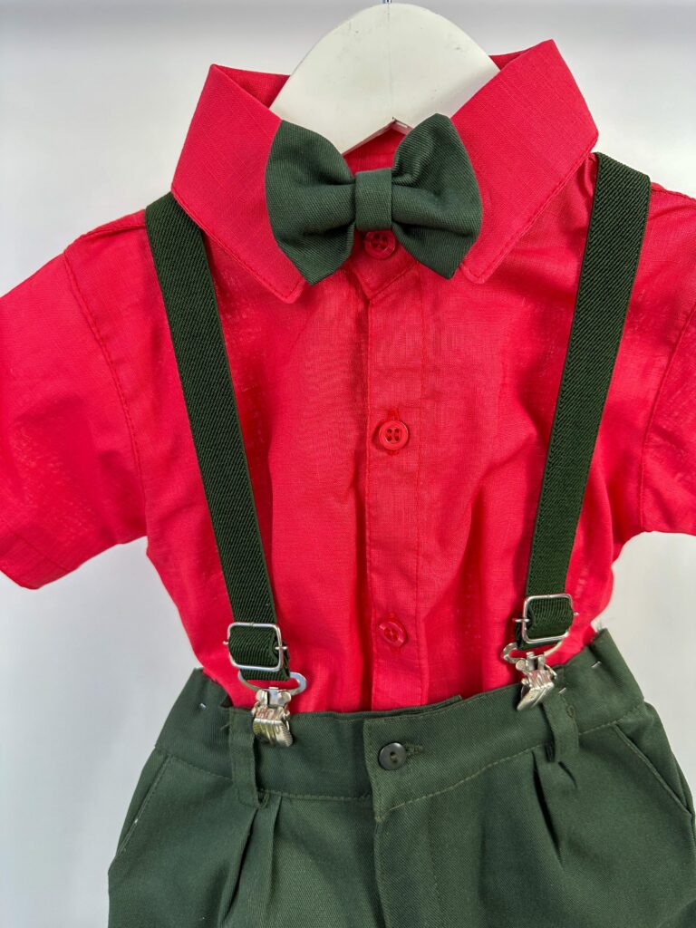 Conjunto Infantil Miss Cherry Henry Vermelho Verde Militar