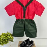 Conjunto Infantil Miss Cherry Henry Vermelho Verde Militar