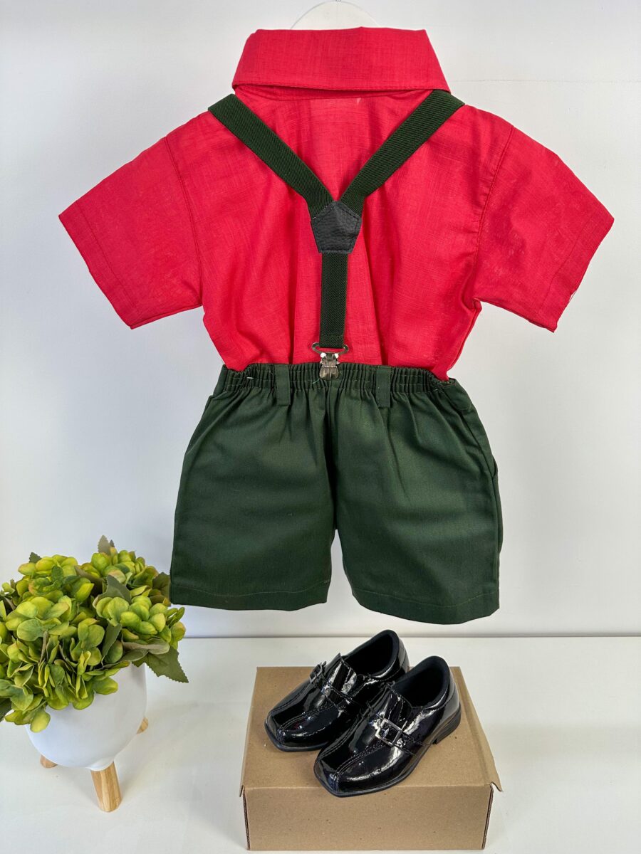 Conjunto Infantil Miss Cherry Henry Vermelho Verde Militar