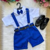 Conjunto Social Infantil Miss Cherry Ravi Shorts Azul Royal