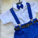 Conjunto Social Infantil Miss Cherry Ravi Shorts Azul Royal