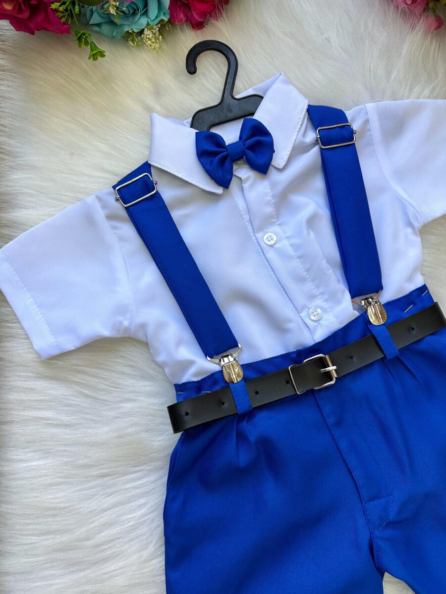 Conjunto Social Infantil Miss Cherry Ravi Shorts Azul Royal