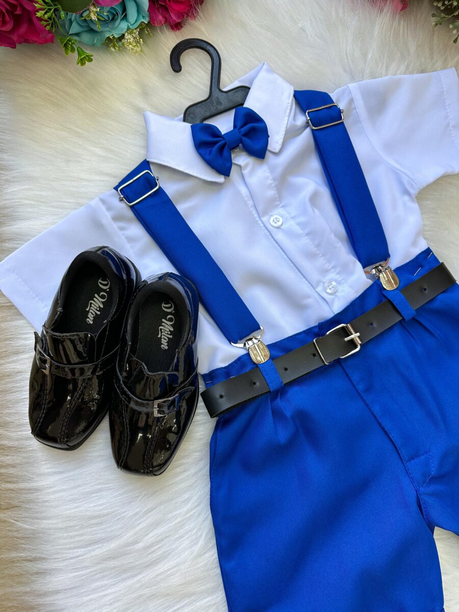 Conjunto Social Infantil Miss Cherry Ravi Shorts Azul Royal