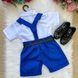 Conjunto Social Infantil Miss Cherry Ravi Shorts Azul Royal