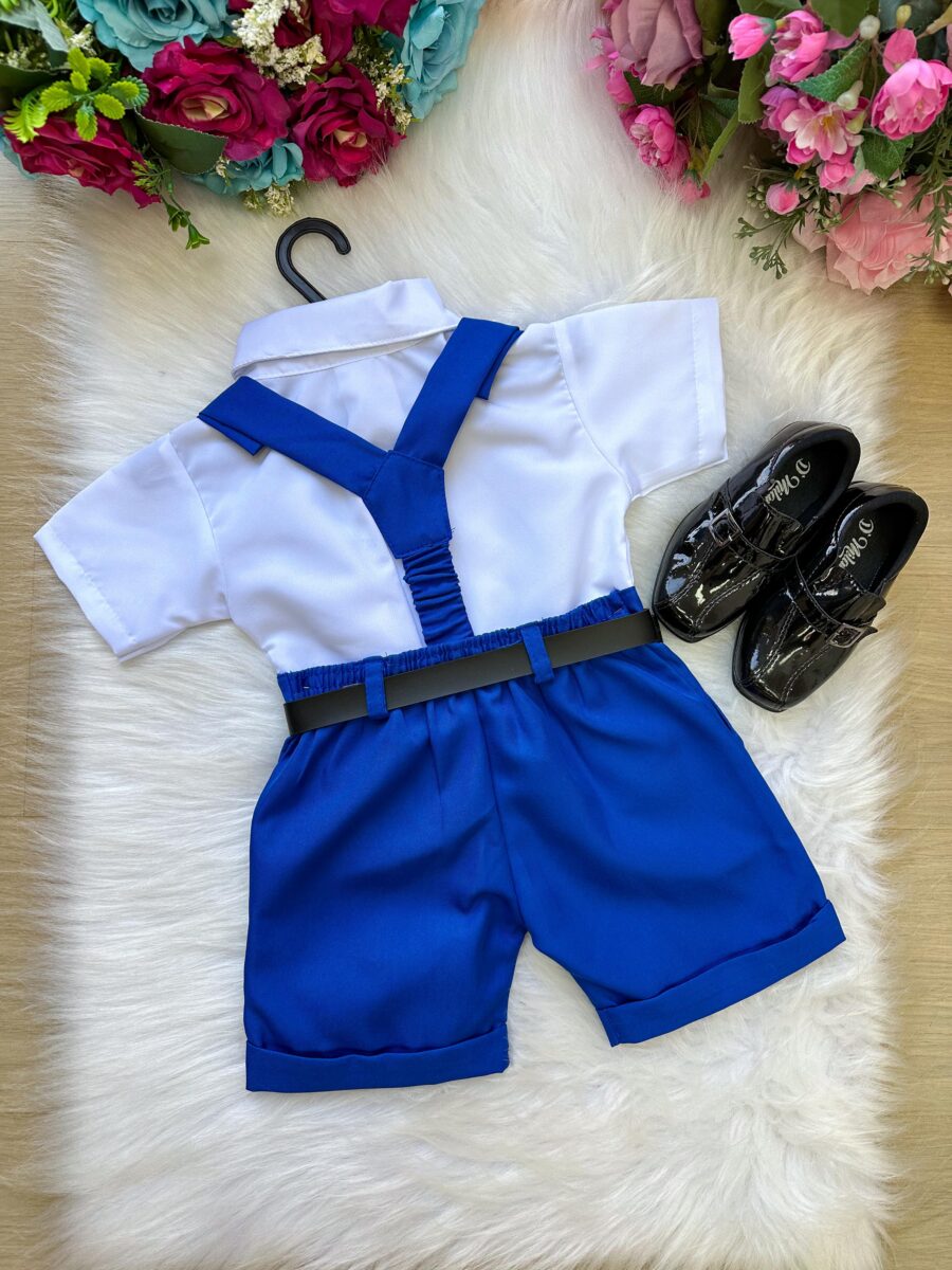 Conjunto Social Infantil Miss Cherry Ravi Shorts Azul Royal