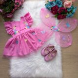 Romper Vestido Infantil Belli Jardim Encantado Rosa